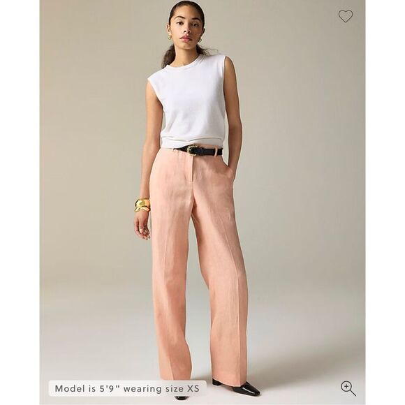 J. Crew Harbor pant in linen  Peach Clay Size M NWT CH853 - Picture 1 of 9